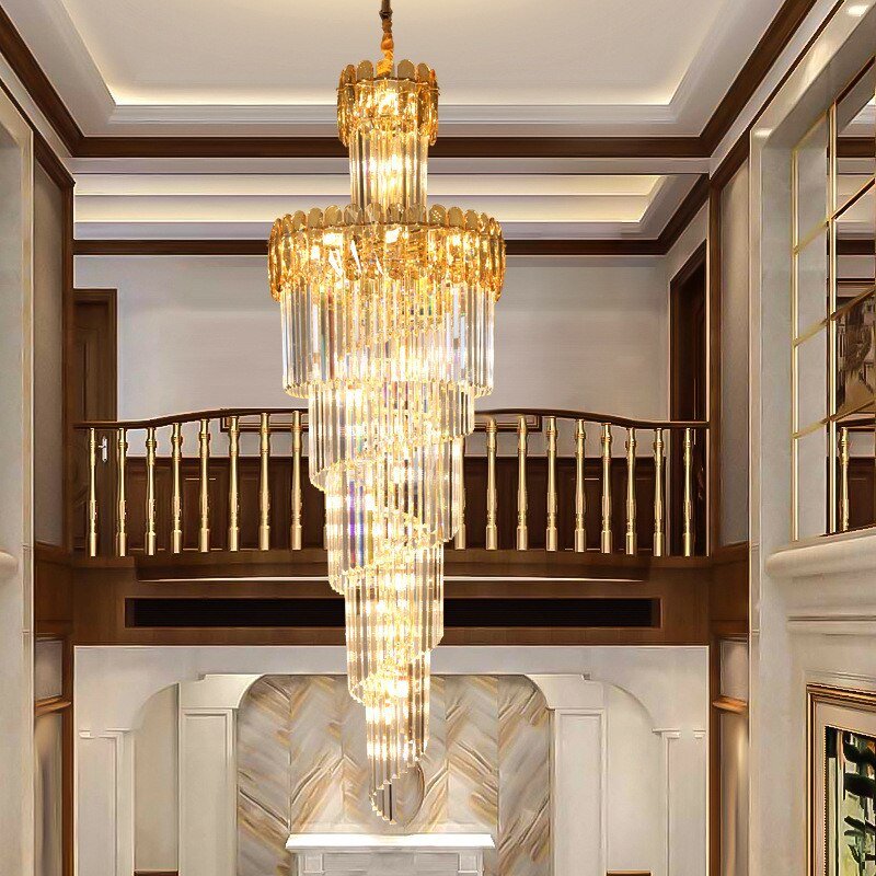 Stor moderne krystalllysekrone for trapp Spiral Design Hallway Lobby