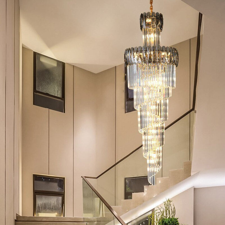 Stor moderne krystalllysekrone for trapp Spiral Design Hallway Lobby