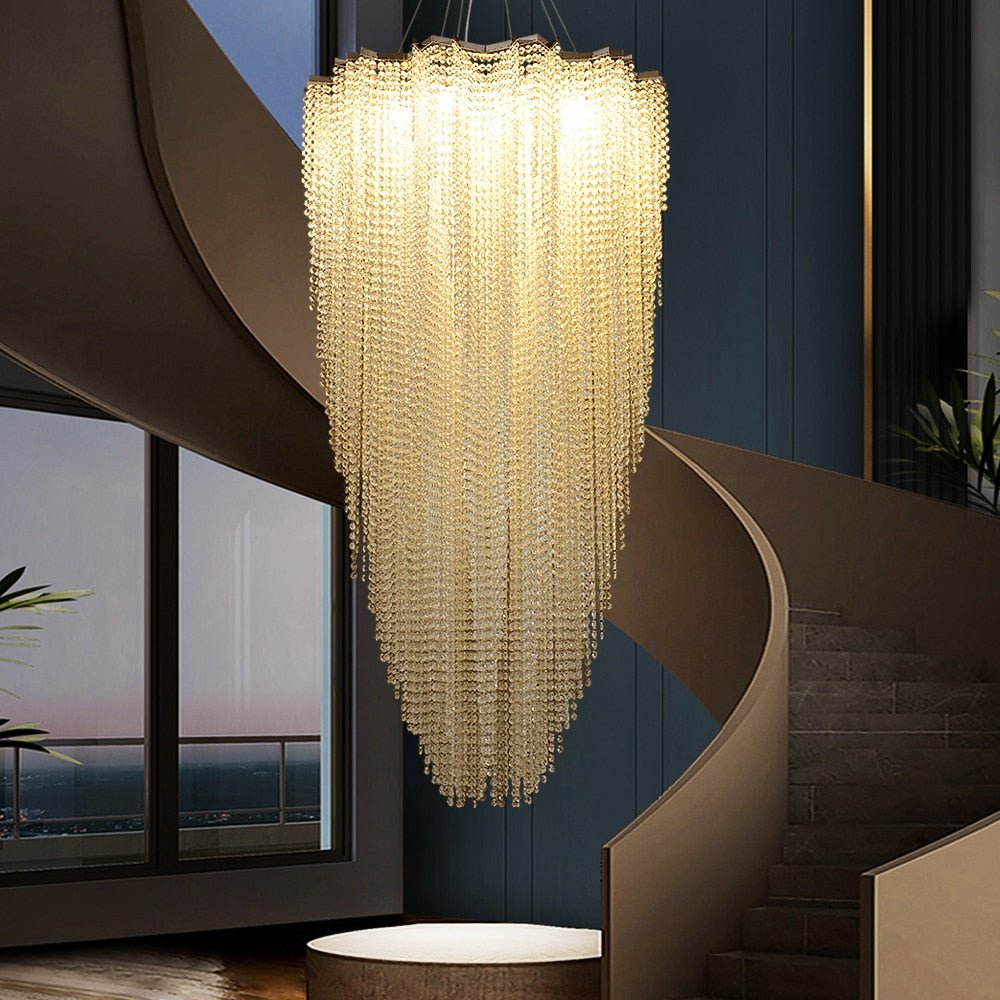 Grand lustre moderne en cristal de forme ronde pour le salon et l'escalier