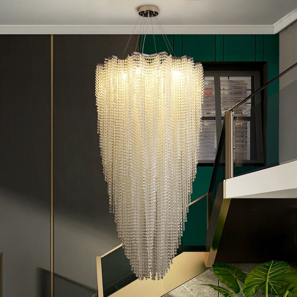 Grand lustre moderne en cristal de forme ronde pour le salon et l'escalier