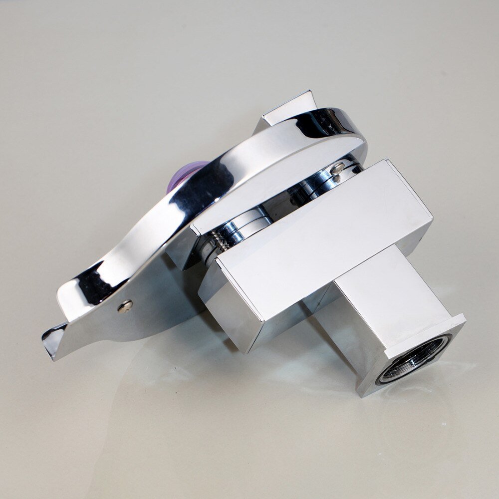 Led Bathroom Faucet Brass Chromed Waterfall Bathroom Basin Faucets 3 Color Change Tap Water Power Basin Led Mixer Faucet
