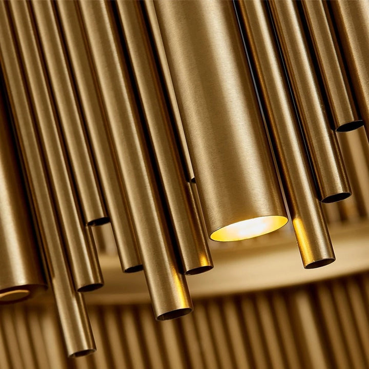 Lustre moderne luxueux en or pour le salon Lampe suspendue à LED en acier inoxydable Design créatif rond