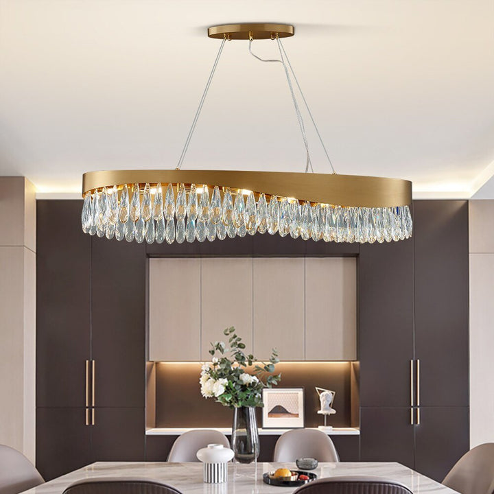Moderna illuminazione ovale LED lampadario di cristallo per la sala da pranzo Lusso Oro Indoor Lustro Cucina Home