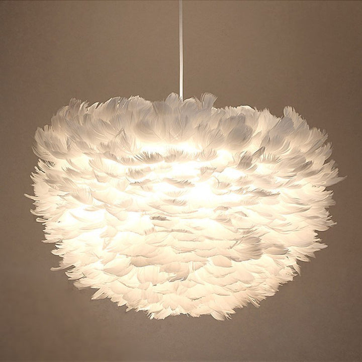 Modern white nature Goose feather Pendant Lights romantic E27 led pendant lamps for home lighting restaurant bedroom living room