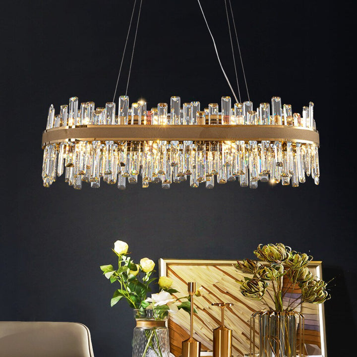 Oval moderne krystalllysekrone for spisestue Kreativ design Gull lysarmatur Luster