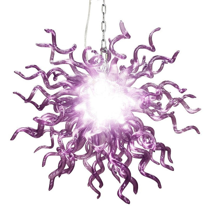 Lustre en verre soufflé violet fait à la main Suspension élégante pour le salon et la salle à manger