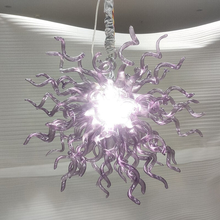 Lustre en verre soufflé violet fait à la main Suspension élégante pour le salon et la salle à manger