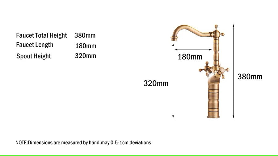 Antike Messing Finishing Badezimmer Armaturen Becken Armaturen Dual Handle heiß kalt Waschbecken Wasserhahn Waschbecken Wasserhahn