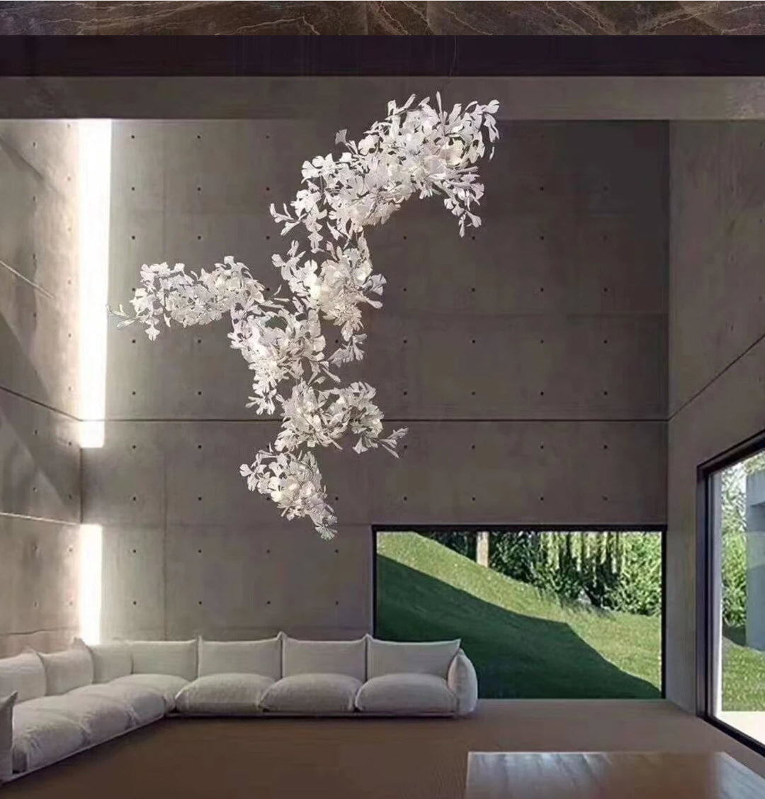 Luksus hvit keramisk blomst med kobbergrener Lobby Foaje lysekrone