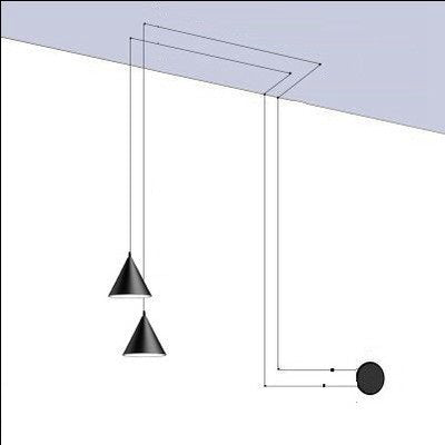 Lampada a sospensione moderna a forma di cono a filo lungo in metallo nero chiaro Lampada a sospensione da comodino con isola della cucina