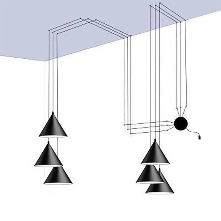 Lampe à suspension en forme de cône à fil long en métal noir moderne lumière îlot de cuisine suspension suspension éclairage de chevet