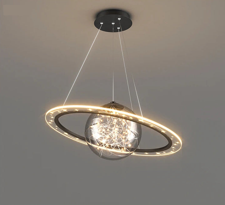 Lámpara nórdica LED Modern Golden Round Planet - iluminación para salón, comedor y dormitorio
