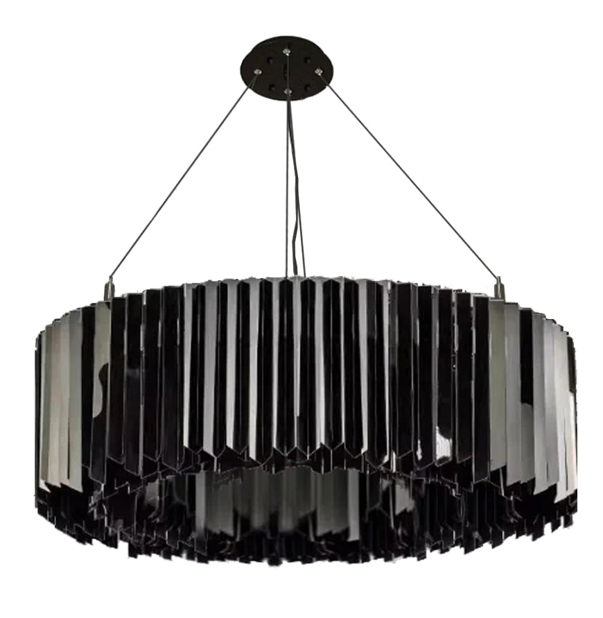 Lampadario moderno in acciaio inossidabile rotondo nero, oro o argento per la sala da pranzo e il soggiorno