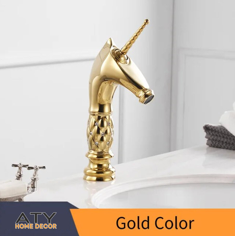 Comprar Grifo de lavabo dorado cepillado monomando giratorio oro online