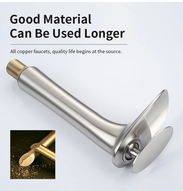 Modern Sleek Brass Waterfall Tall Basin Faucet with Single Handle Hot and Cold Water Mixer