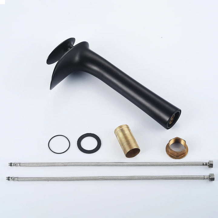 Modern Sleek Brass Waterfall Tall Basin Faucet with Single Handle Hot and Cold Water Mixer