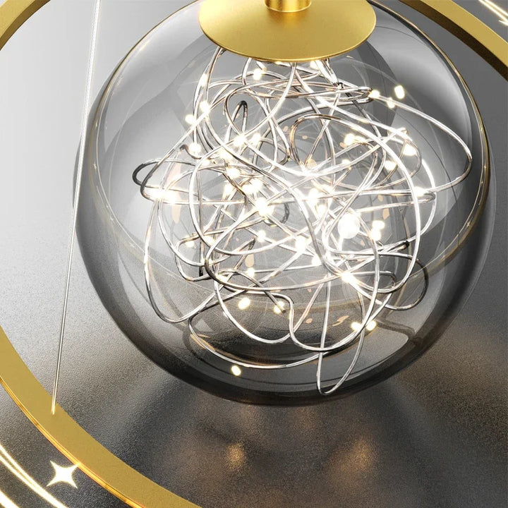 Nordic LED Modern Golden Round Planet Chandelier - Wohn-, Ess- und Schlafzimmer Dekoration Beleuchtung