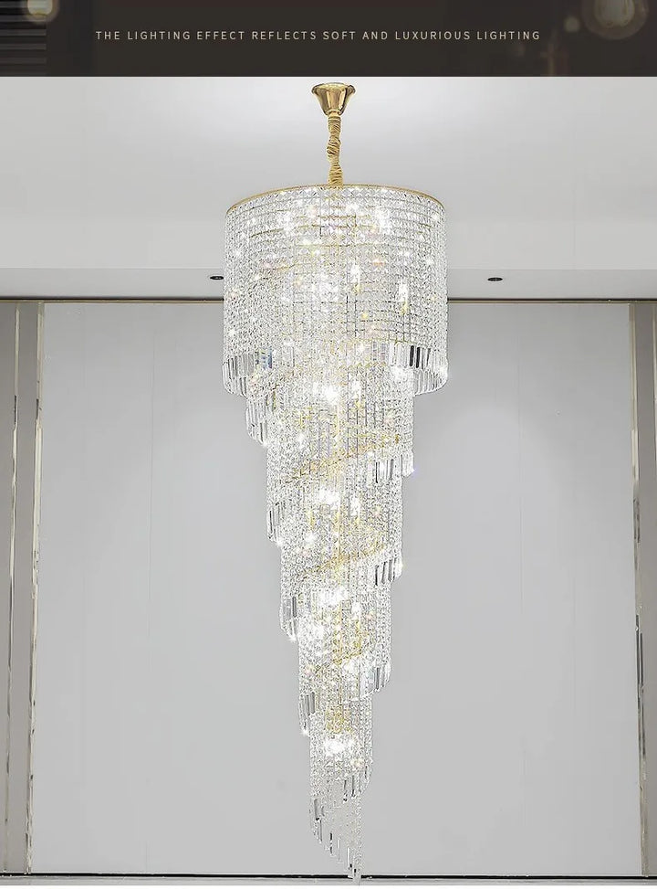 Luxury Modern Crystal Bead Chandelier For Staircase Long Loft Black Light Fixture
