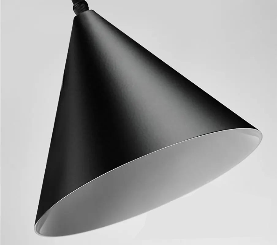 Lampada a sospensione moderna a forma di cono a filo lungo in metallo nero chiaro Lampada a sospensione da comodino con isola della cucina