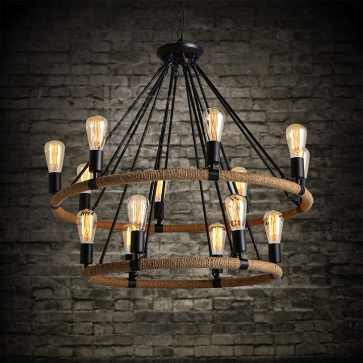 Vintage Chandelier Pendant Hanging Lighting Fixture Retro Loft Hang Lamp Light for Hotel Foyer Living Room Decoration Luminaire