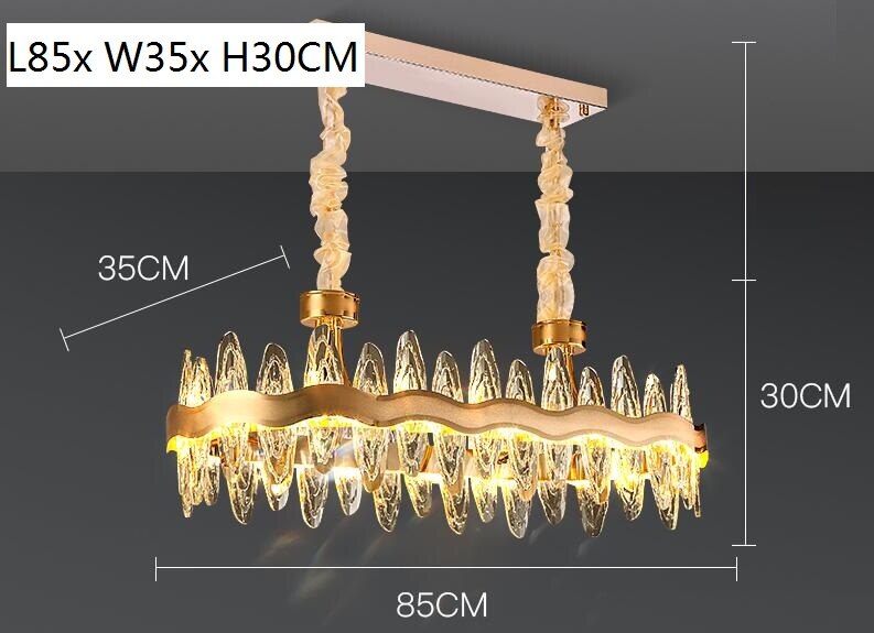 Sala de estar de lujo moderno candelabros de cristal Cocina Isla de luz