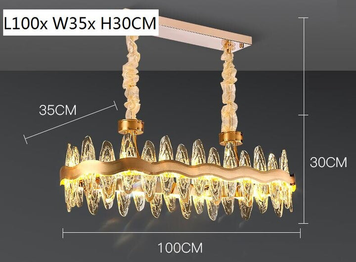 Sala de estar de lujo moderno candelabros de cristal Cocina Isla de luz