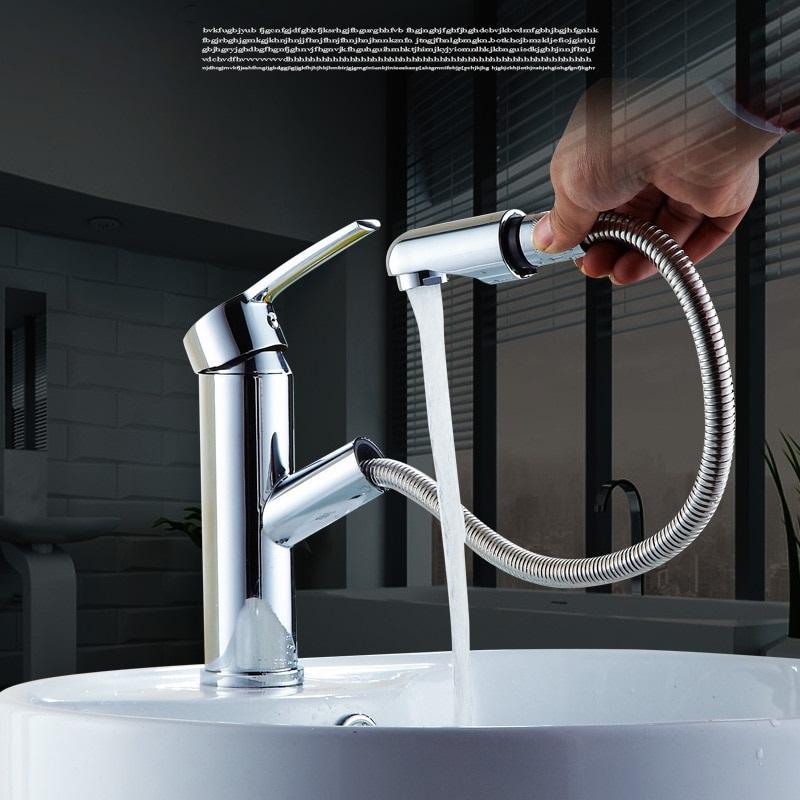 Deck Mounted Antique Brass Pull Out Bathroom Faucet ATY Home Decor