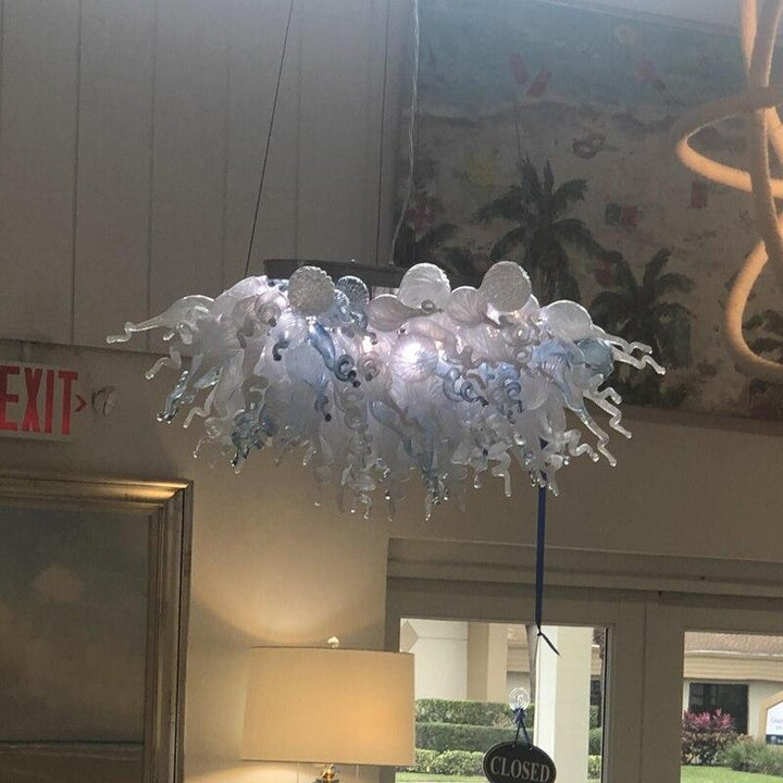 Aqua Light Fixture Designer Lamp LED Lights 100% Hand Blown Glass Chandelier Lighting Kitchen Dining Room Indoor Hanging Lamp - ATY Home Decor
