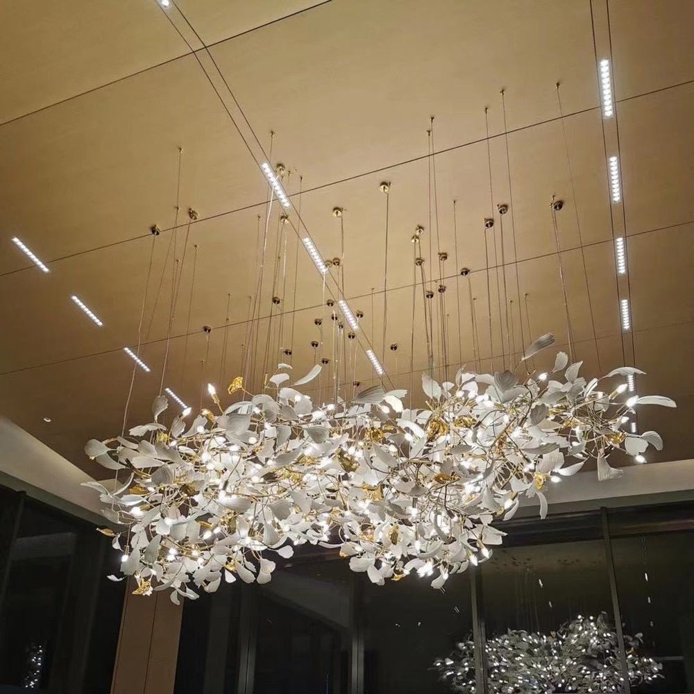 Art Designer Branch Copper Chandelier Flower Lamp Hanging Lights Hotel Lobby Chandeliers - ATY Home Decor