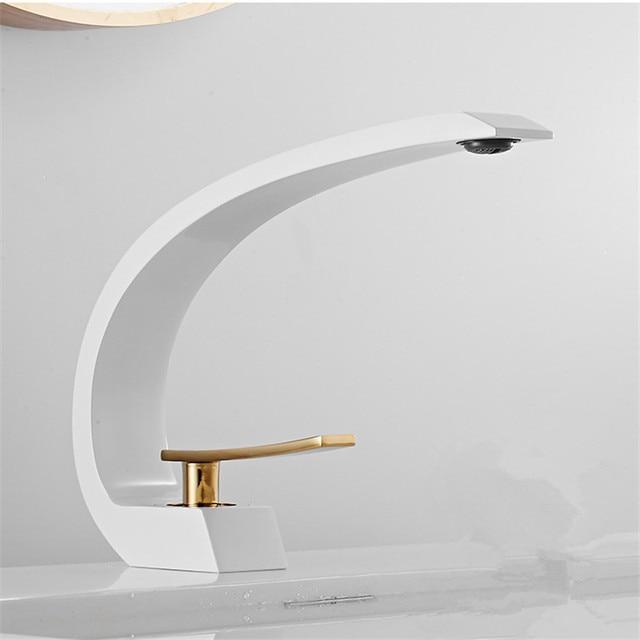 Basin Faucet Modern Bathroom Mixer Tap Black/Gold Washbasin Faucet Single Handle Hot and Cold Waterfall Faucet - ATY Home Decor