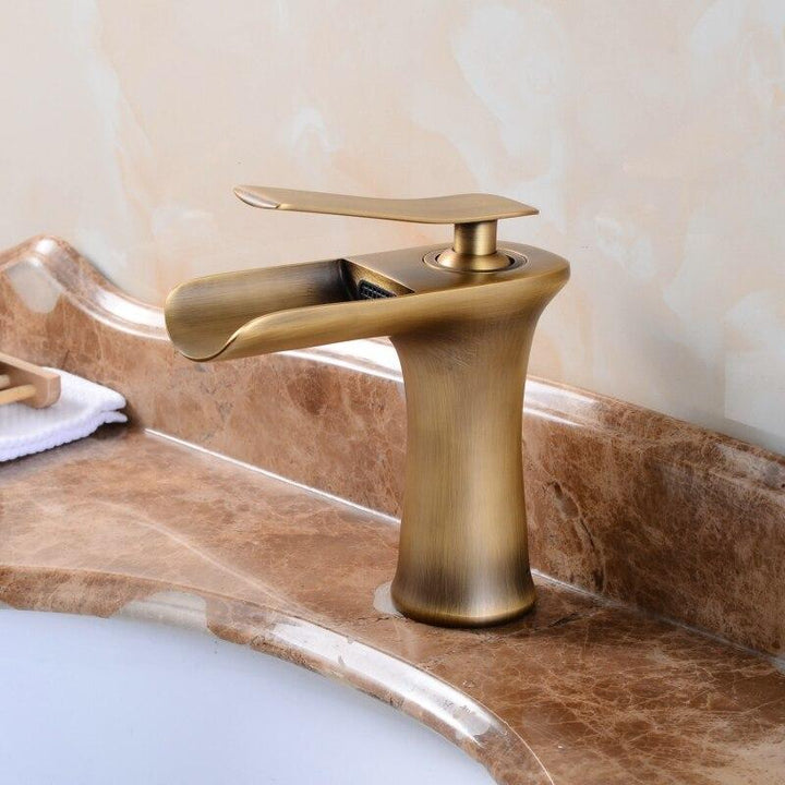 Basin Faucet Waterfall Bathroom Faucets Single handle Basin Mixer Tap Antique Faucet Brass Sink Water Crane Taps - ATY Home Decor