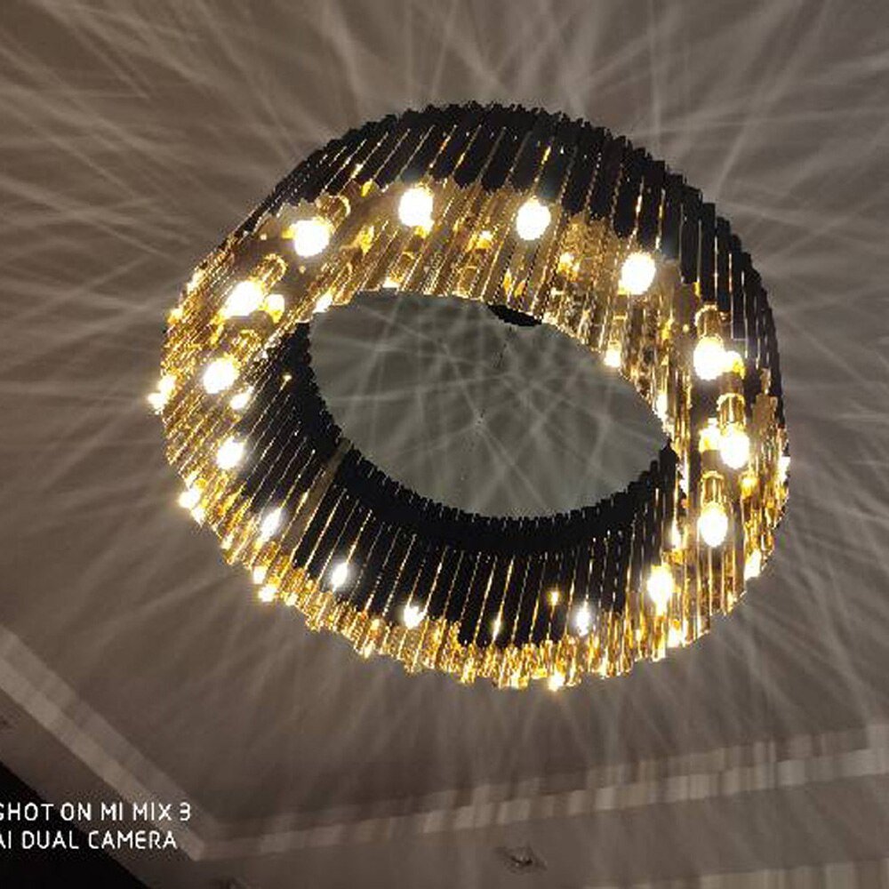 Black And Gold Round Stainless Steel Modern Chandelier For Dining Room Living Room - ATY Home Decor