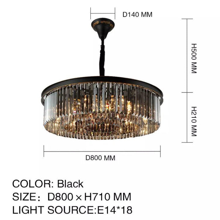 Black Crystal Round Shape Luxury Chandelier For Living Room Dining Room - ATY Home Decor