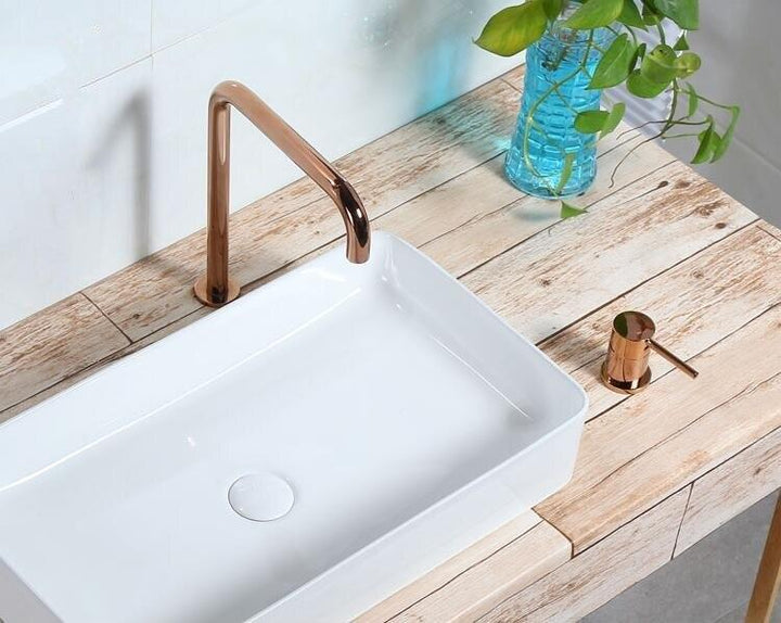 Brass Hot And Cold Bathroom Super Long Pipe Two Holes Basin Faucet Bathroom Faucet Sink Tap 360 Rotating Widespread Basin - ATY Home Decor