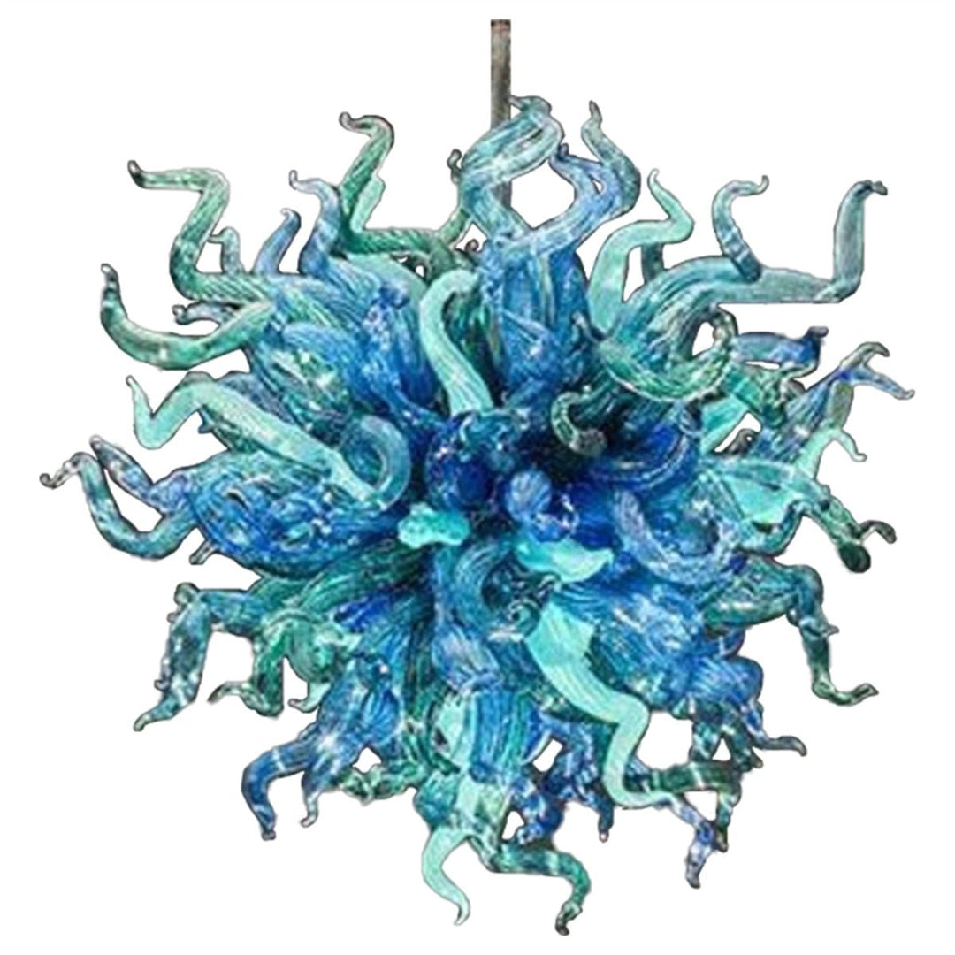 Gefärbter blauer und grüner Glasschirm Kronleuchter mit Led Lichtern mundgeblasenes venezianisches Glas