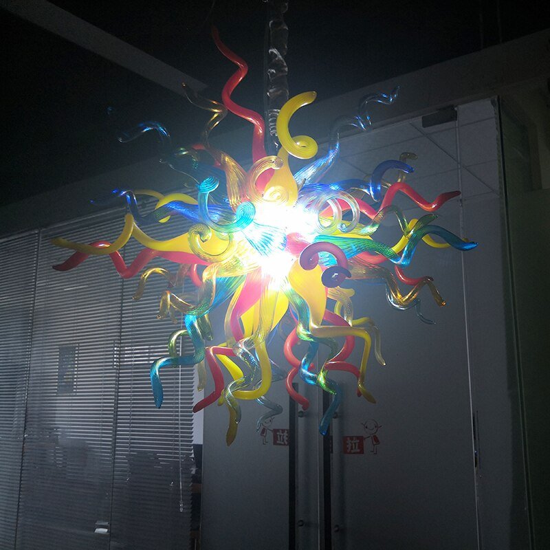 Colorful Handblown Glass Chandelier Hanging Light Fixture