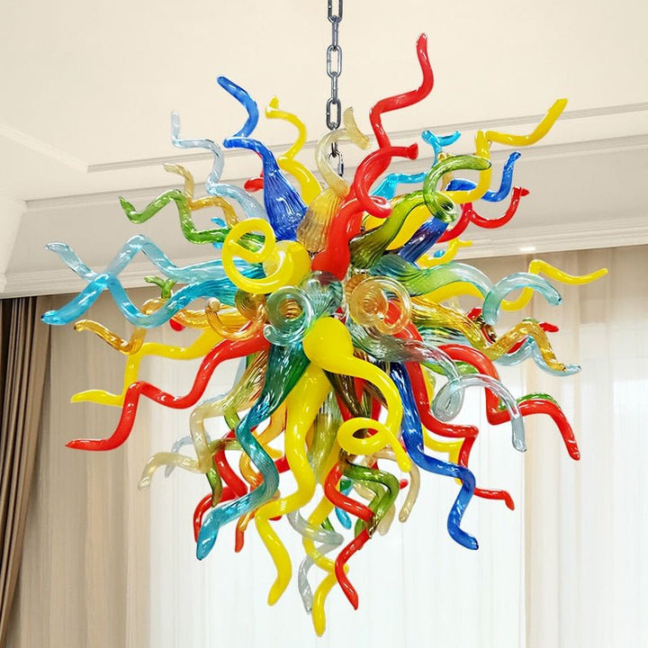 Colorful Handblown Glass Chandelier Hanging Light Fixture