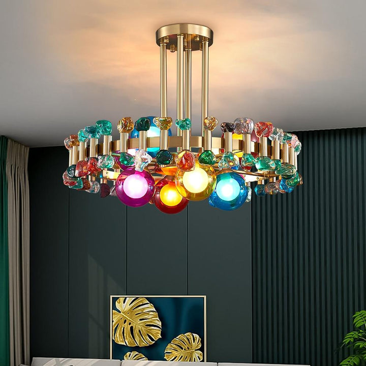 Lampadario di cristallo moderno colorato per soggiorno e sala da pranzo