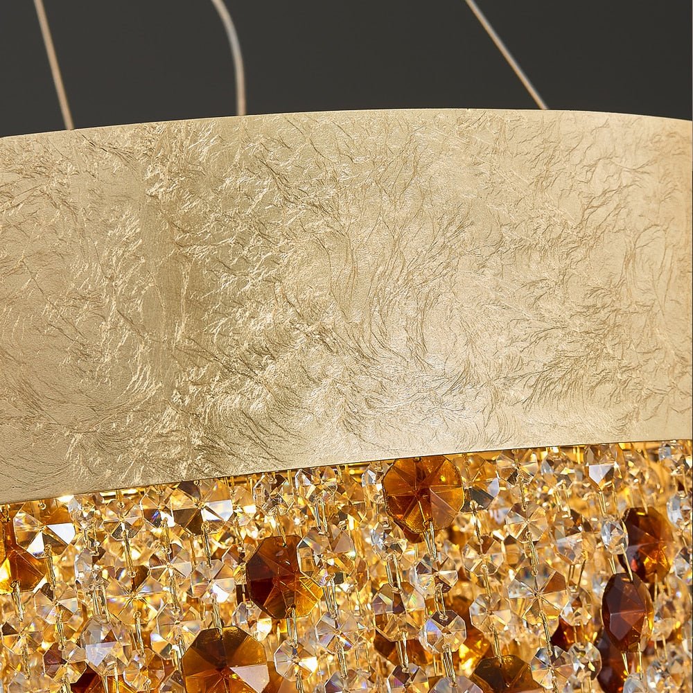 Creative Crystal Chandelier Modern Living Room Lighting New Design LED Hanging Lamp Round Gold