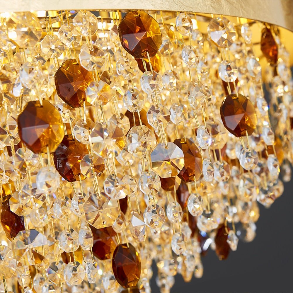 Lustre créatif en cristal Luminaire de salon moderne Nouveau design Lampe suspendue LED Ronde Or