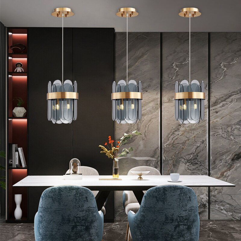 Lustre pendentif en verre créatif pour salle à manger Décoration d'intérieur moderne Lampe suspendue pour îlot de cuisine
