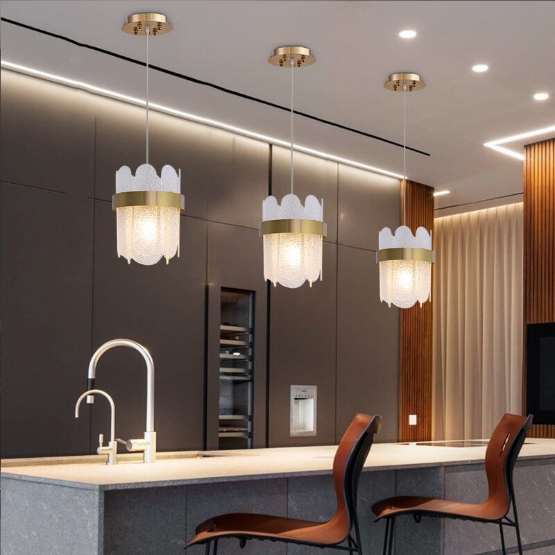 Kreativ glas vedhæng lysekrone til spisestue Moderne boligindretning Køkkenø hængelampe