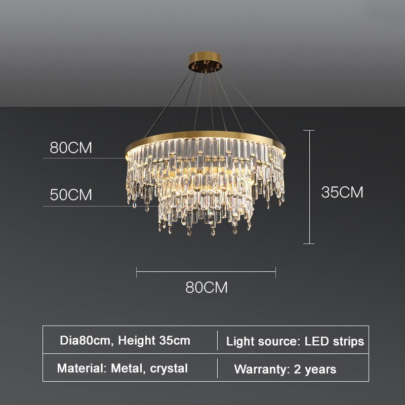 Creative Unique Designer Modern Gold Round Crystal Chandelier For High Staircase Living Room