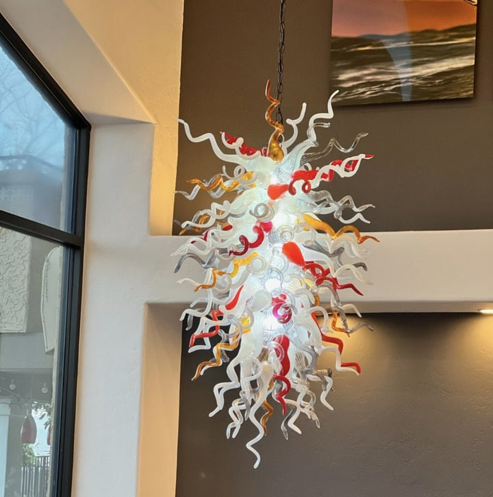 Personalizable araña de cristal soplado de lujo grande para el hogar restaurante decoración grande araña