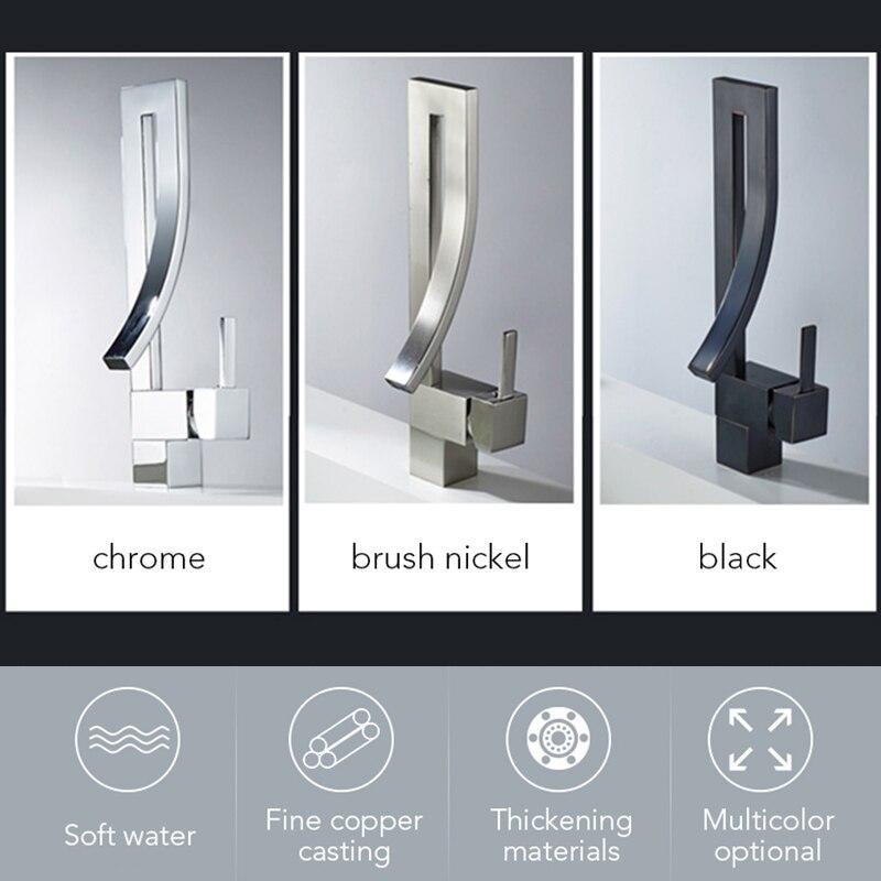 Deck Mounted Bathroom Faucets Hot Cold Water Mixer Crane Sink Faucet Waterfall Bath Tap Chrome Finished