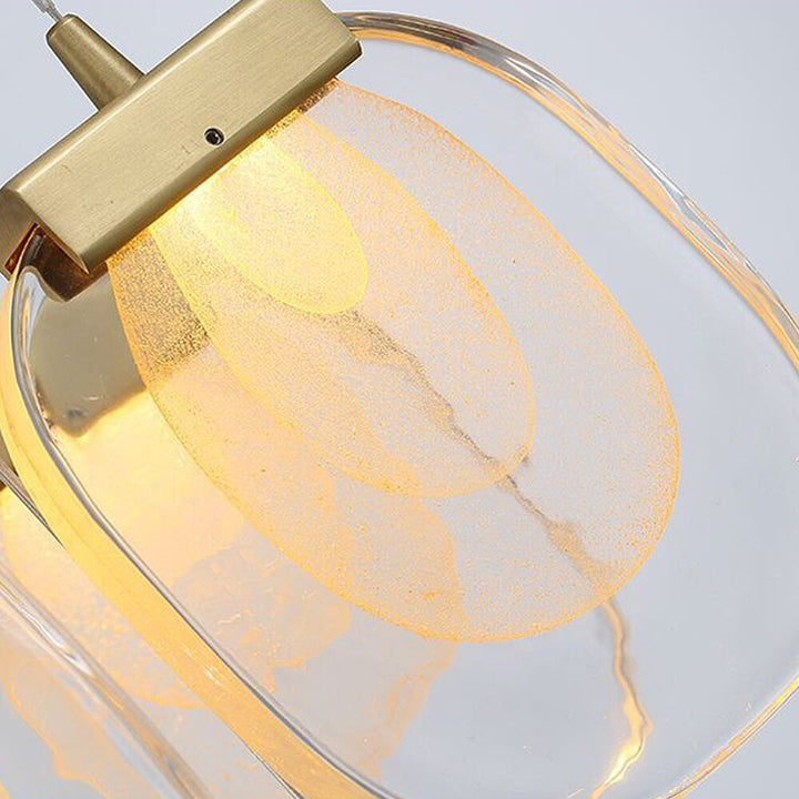 Sala da pranzo Lampadario moderno a LED Lampada di vetro Illuminazione della scala d'oro