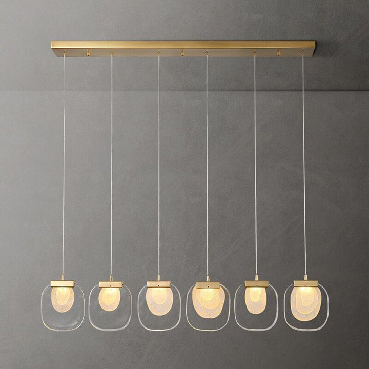 Salle à manger Lustre LED moderne Lampe en verre Luminaire d'escalier en or