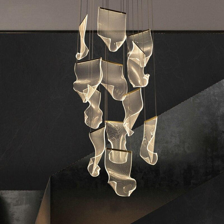 Duplex Rotating Staircase LED Chandelier Lighting Postmodern Creative Pendant Lamp Dinning Living