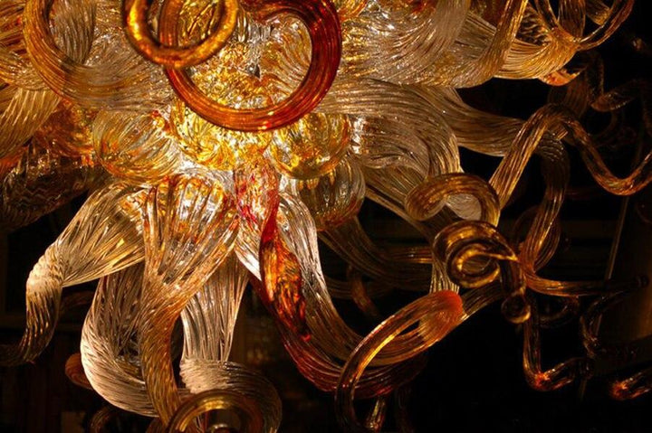 Elegante Bernstein Gold Kronleuchter Licht LED 110V bis 240V Murano-Kristall-Kronleuchter-Lampen