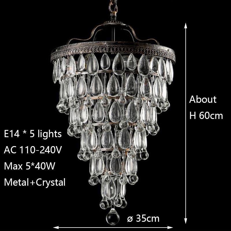 Empire Style Retro Vintage Cooper Crystal Drops E14 LED Chandeliers